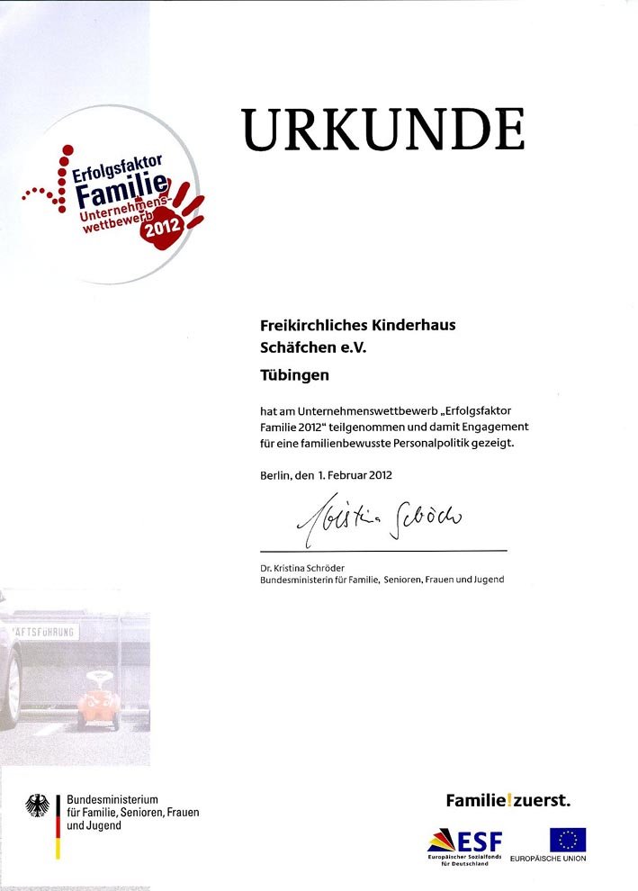 Urkunde „Erfolgsfaktor Familie